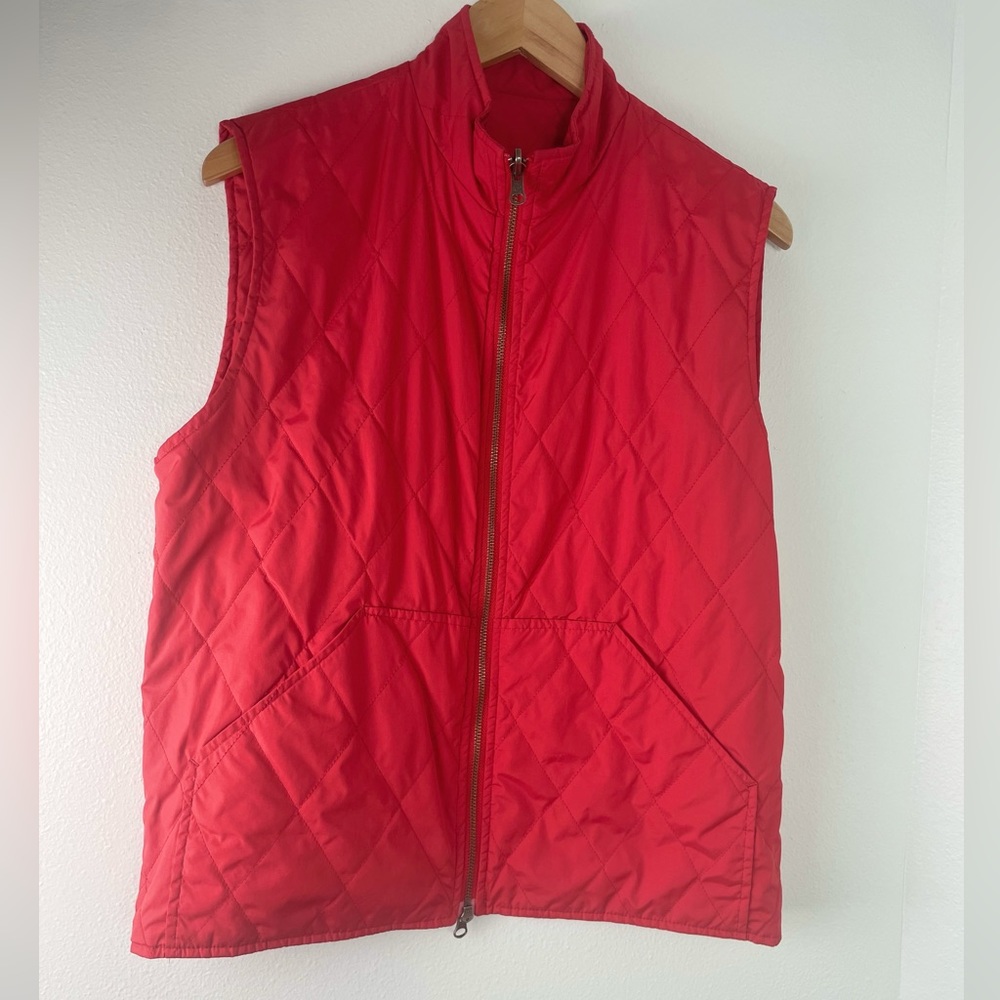 J Crew REVERSIBLE Blood orange Quilted Vest size M - Picture 8 of 8
